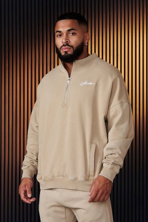 Young LA 520 - Sunday Quarter Zips Beige | 5480-WMAQS
