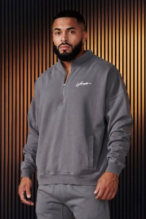 Young LA 520 - Sunday Quarter Zips Grau | 7069-TPMBN