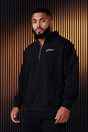 Young LA 520 - Sunday Quarter Zips Schwarz | 0367-HKLMI