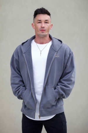 Young LA 546 Rivet Zipup Hoodies Blau | 1564-LCQGF