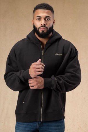 Young LA 546 Rivet Zipup Hoodies Schwarz | 9362-NYSKX