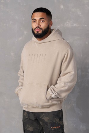 Young LA 551 - Drippy Skull Hoodie Beige | 6139-JCWZR