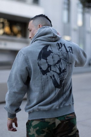 Young LA 551 - Drippy Skull Hoodie Blau | 7410-UCJMB