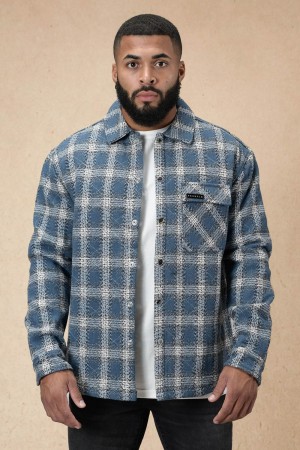 Young LA 556 High Profile Flannel Jacket Blau | 0691-JFSKQ