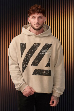Young LA 568 - Icon Washed Hoodies Beige | 6914-OPDAQ