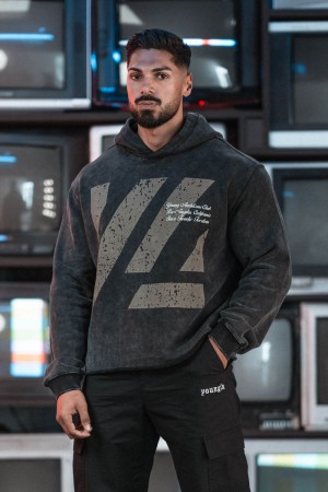 Young LA 568 - Icon Washed Hoodies Schwarz | 7851-BZNXI