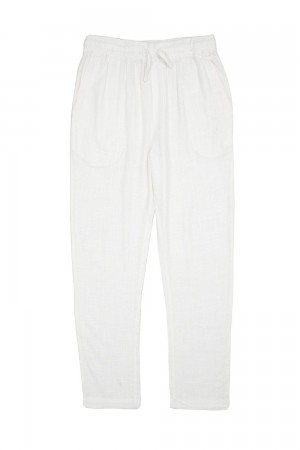 Young LA 621 - Simply Linen Pants Weiß | 0297-FHONJ