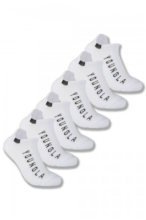 Young LA 710 Performance Ankle Socks 3-Pack Weiß | 4378-HYFMZ