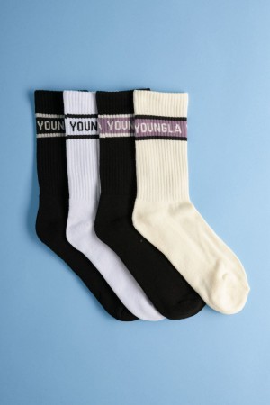 Young LA 712 High Top Socks 4-Pack Mehrfarbig | 0795-DUBWS