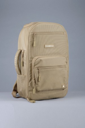 Young LA 730 Expedition Backpacks Khaki | 4765-QWONS