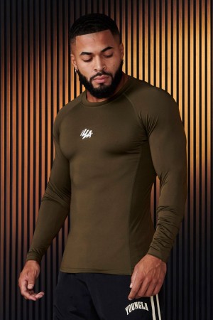 Young LA 802 - Speed Compression Longsleeves Olivgrün | 0529-LWJCX