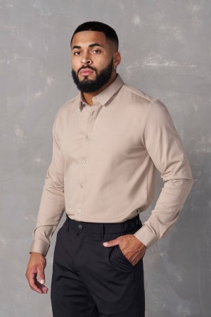 Young LA 803 - Formal Dress Shirts Beige | 3492-JCRBI