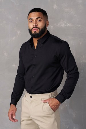 Young LA 803 - Formal Dress Shirts Schwarz | 1489-KBXJH