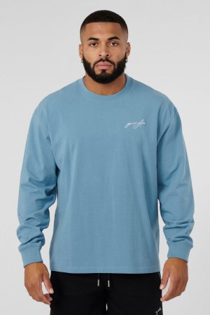 Young LA 805 Essential Longsleeves Blau | 6450-NYXKV