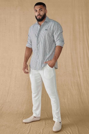 Young LA 825 - Simply Linen Shirts Grau | 6407-SFKQX