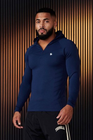 Young LA 832 - Supervillain Compression Hoodies Dunkelblau | 1062-MGQNW