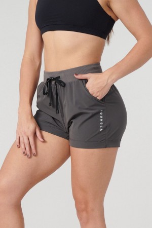 Young LA W104 Velocity Running Shorts Grau | 4819-HLWOB