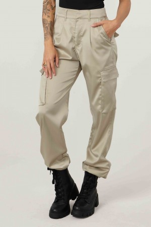Young LA W217 Gloria Satin Cargo Khaki | 9132-BFHJI