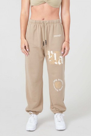 Young LA W224 Rose Joggers Beige | 5407-DLBZA