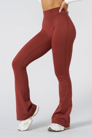 Young LA W227 - Curve Flare Leggings Bordeaux | 0583-XFCLQ