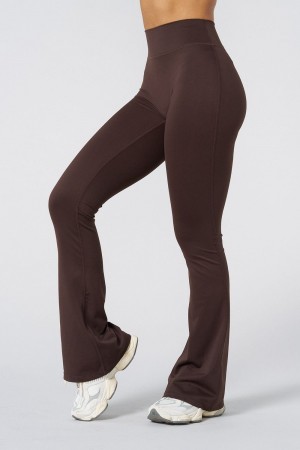 Young LA W227 - Curve Flare Leggings Dunkelbraun | 8793-DIVRM