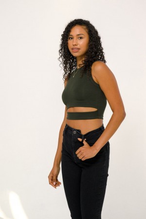 Young LA W302 Sash Tank Top Olivgrün | 0793-BFSJG