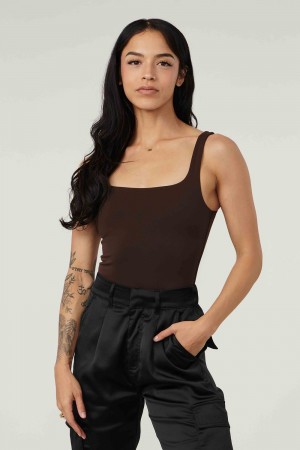 Young LA W307 - Snatched Bodysuit Dunkelbraun | 8120-BIXPR