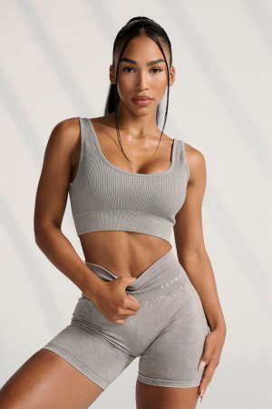 Young LA W315 Carbon Ribbed Sports Bra Grau | 5830-SRMEW