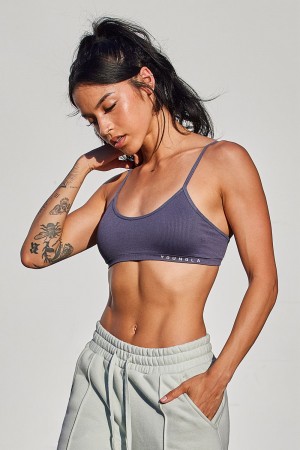 Young LA W316 Ribbed Sports Bra Navy | 5671-HBALN