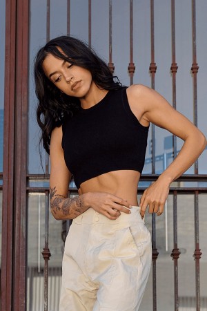 Young LA W317 Knit Tank Schwarz | 2716-ILTRB