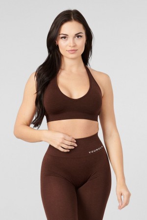 Young LA W328 - Core Seamless Halter Sports Bra Dunkelbraun | 3215-POUNF