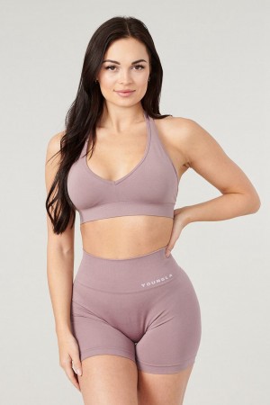 Young LA W328 - Core Seamless Halter Sports Bra Lila | 2356-EWKNF