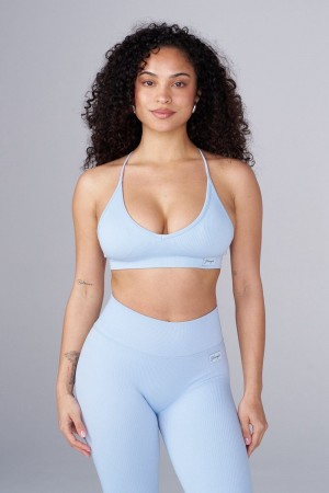 Young LA W343 Ribbed Seamless Bra Blau | 3059-TZEKI