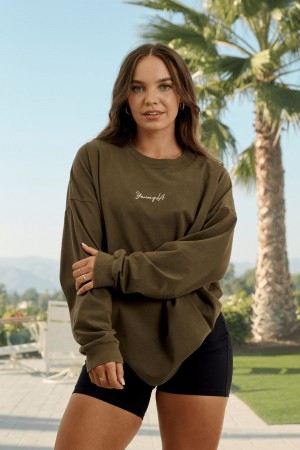 Young LA W416 Retro Long Sleeve Fall 23 Olivgrün | 9864-HKYJW