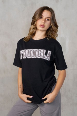 Young LA W422 Varsity Pump Tees Schwarz | 0594-SVHQU