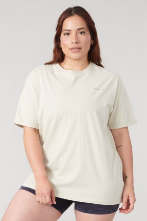 Young LA W424 Bloc Oversized Tee Beige | 1583-AOTRK