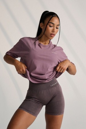Young LA W424 Bloc Oversized Tee Lila | 7902-MNCHO