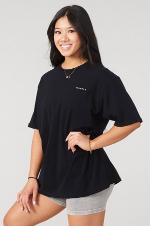 Young LA W424 Bloc Oversized Tee Schwarz | 2107-SYWPL