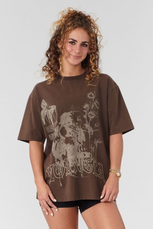 Young LA W427 Phantom Oversized Tees Dunkelbraun | 4270-LFQMP