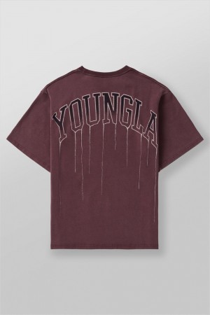 Young LA W428 - Drip Oversized Tee Bordeaux | 9842-ANYDK