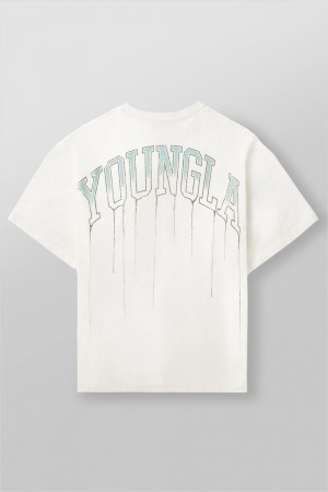 Young LA W428 - Drip Oversized Tee Weiß | 9473-IBTXF