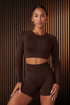 Young LA W430 - Curve Seamless Long Sleeve Dunkelbraun | 1825-VLMJD