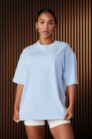 Young LA W431 - Curve Oversize Tee Blau | 8249-POKMB