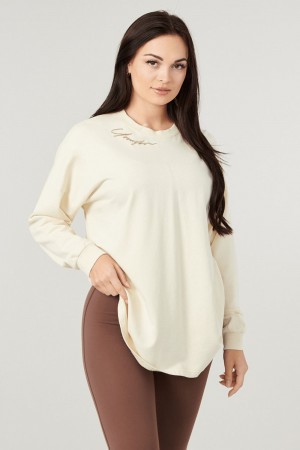 Young LA W432 - Emblem Long Sleeve Tee Weiß | 6759-PWTNG