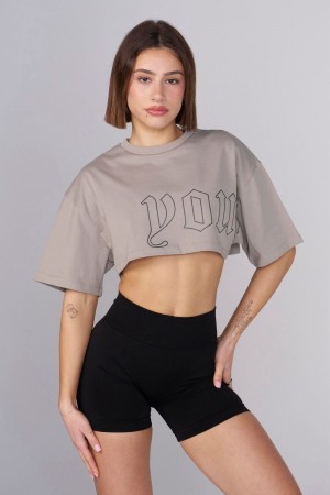Young LA W436 - Urban Crop Tee Hellgrau | 4869-GAMUC