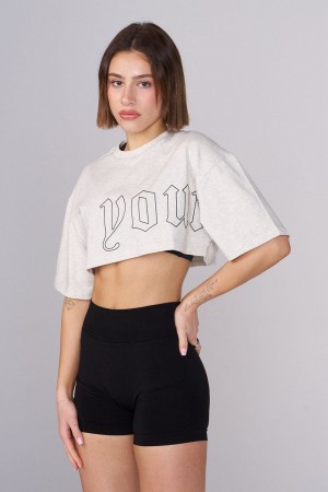Young LA W436 - Urban Crop Tee Weiß | 3724-JEWNP