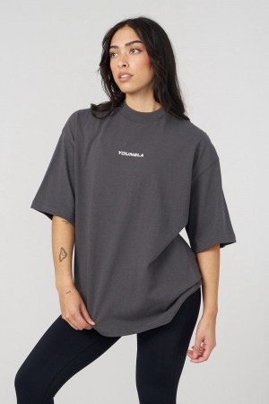 Young LA W440 Digital Oversized Tee Grau | 5708-QYJDL