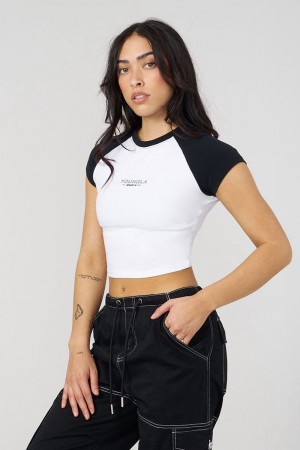 Young LA W441 Raglan Baby Tee Schwarz | 2614-JTQKX