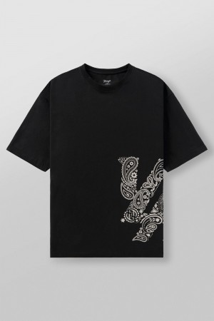 Young LA W448 Bandana Tee Schwarz | 5741-YNJUP