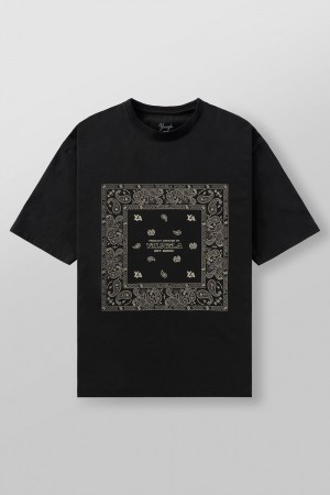 Young LA W448 Bandana Tee Schwarz | 9607-RHOXV